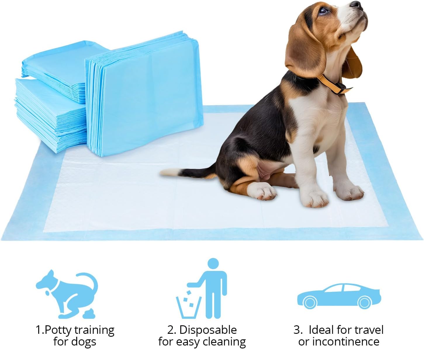 QWORK® 50 Pieces Puppy Training Pads, 55x85cm 6-Layers Highly Absorbent Dog Pee Pads, for Puppies, Small Pets - Image 2