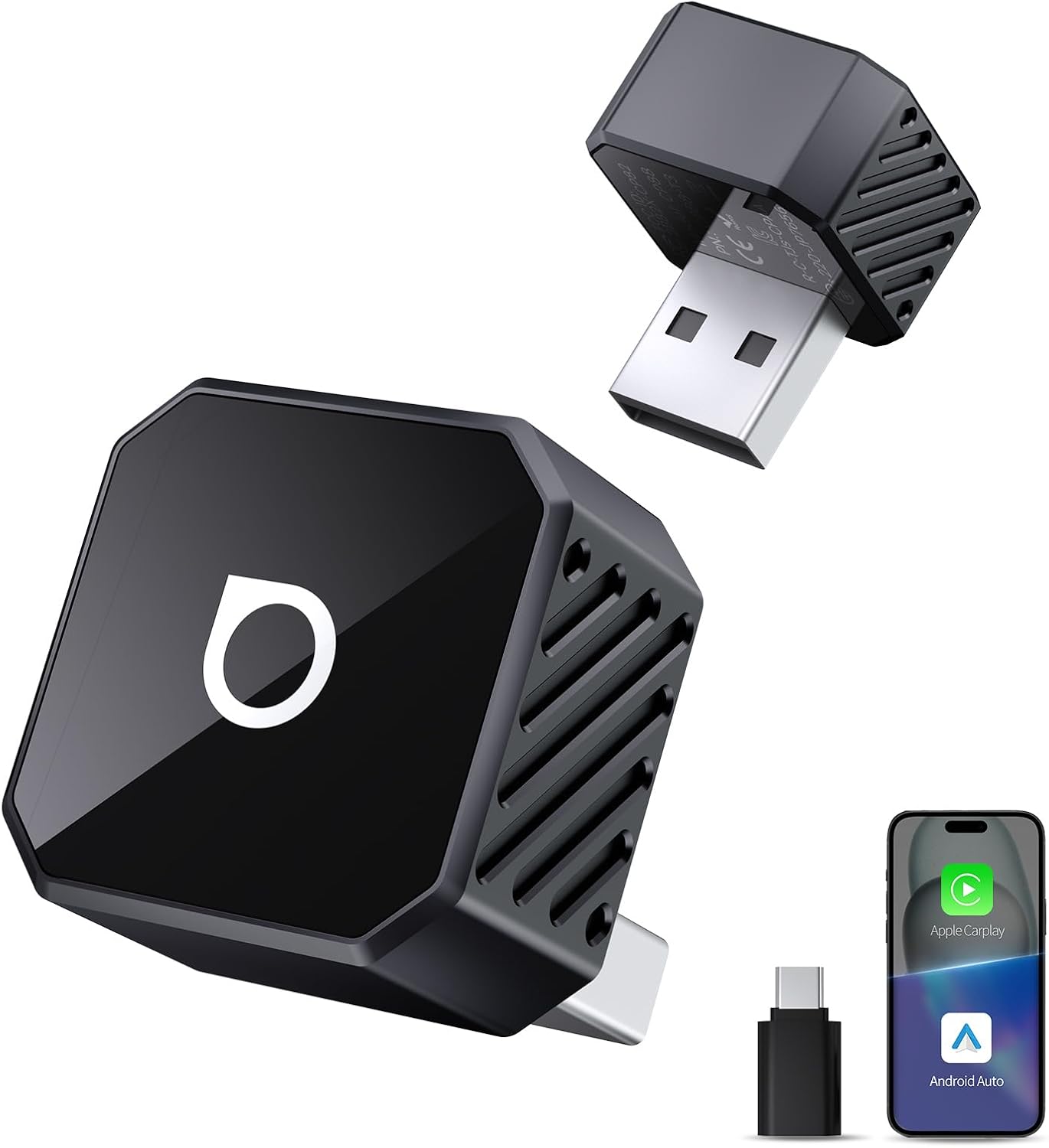 OTTOCAST MINI POT 2026 New Version Wireless CarPlay & Android Auto Adapter 2-in-1, Convert Wired CarPlay/Android Auto to Wireless, 5s Quick Reconnection, Dual Device Memory,Cube Black