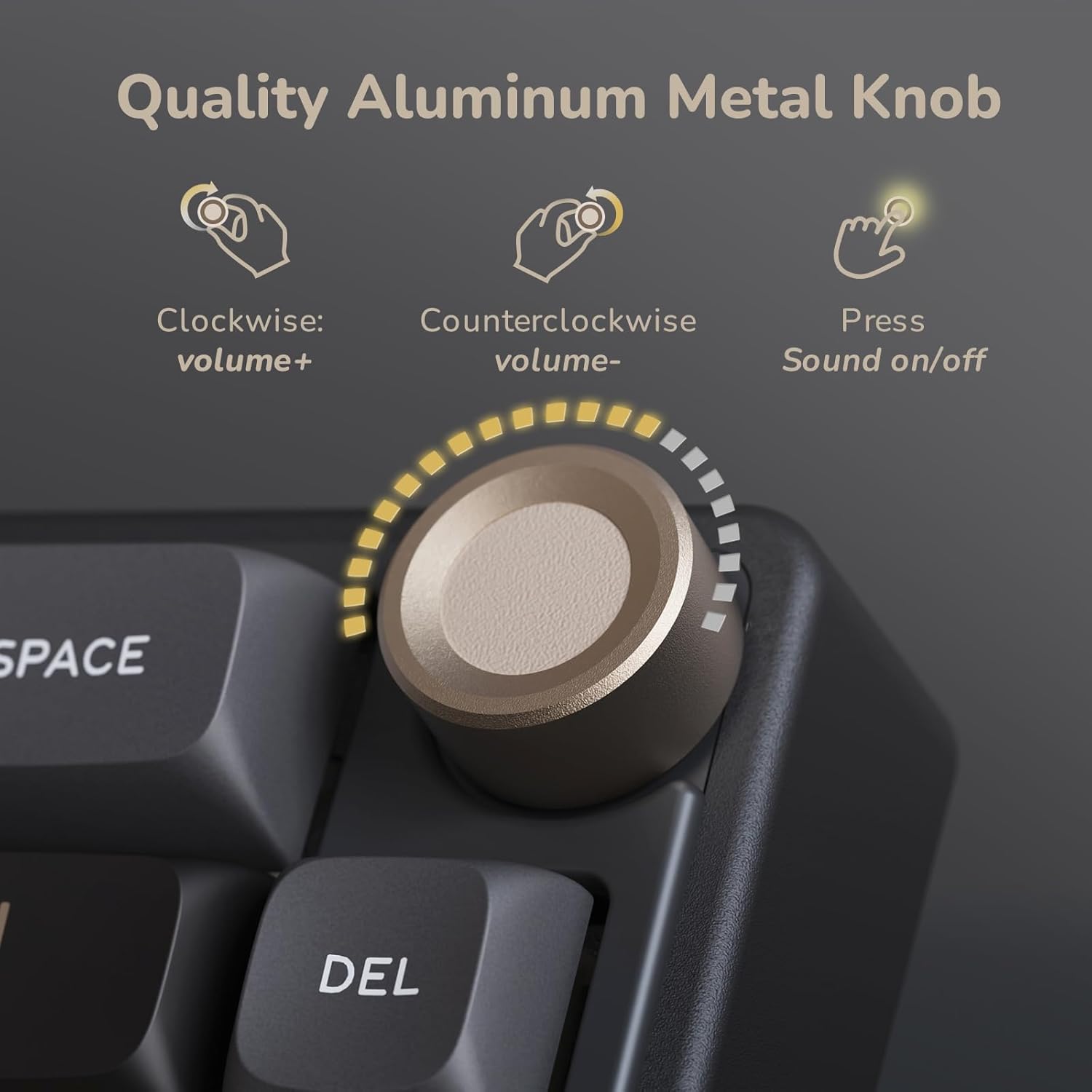 RK ROYAL KLUDGE R65 Wired Gaming Keyboard with Knob, 60% Percent QMK/VIA US Layout RGB Backlit Gasket Mount Mechanical Keyboard with PBT Keycaps, MDA Profile, 66 Keys Hot Swappable Cream Switch, Black - Image 3