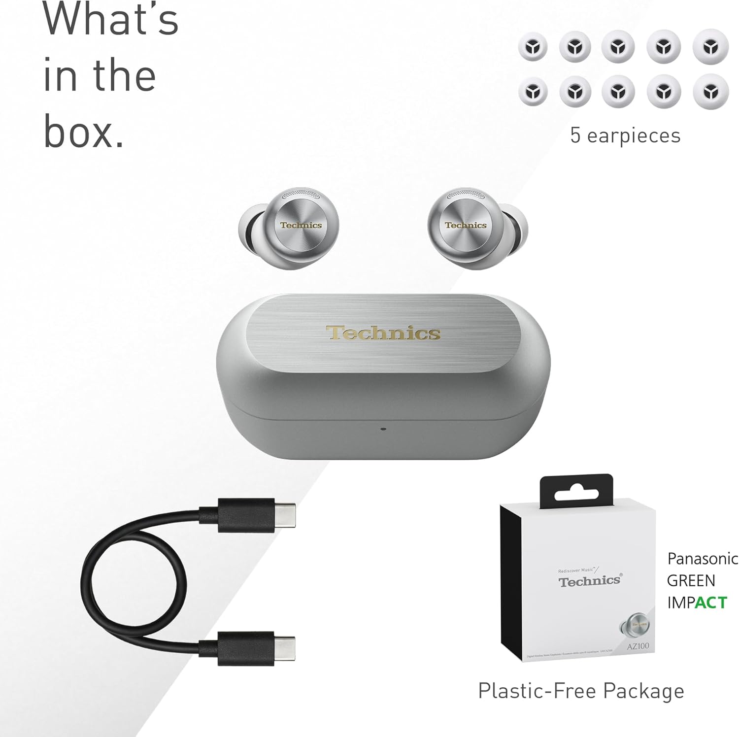 Technics EAH-AZ100E-S Wireless Earbuds with Noise Cancelling, Multipoint Bluetooth, Voice Focus AI, Comfortable In-Ear Headphones, Silver - Image 13