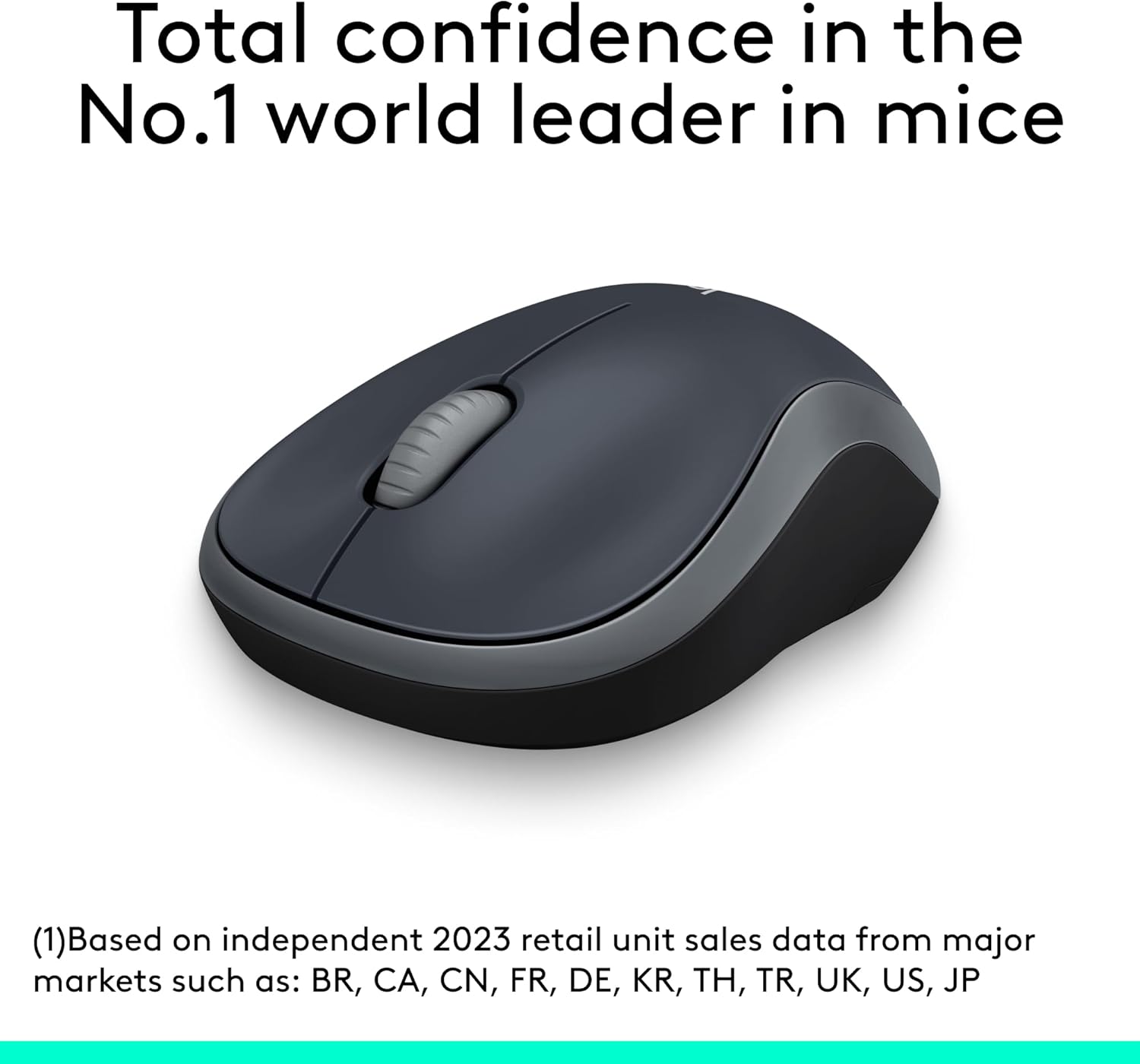 Logitech M185 Wireless Mouse, 2.4GHz with USB Mini Receiver, 12-Month Battery Life, 1000 DPI Optical Tracking, Ambidextrous, Compatible with PC, Mac, Laptop - Grey - Image 2