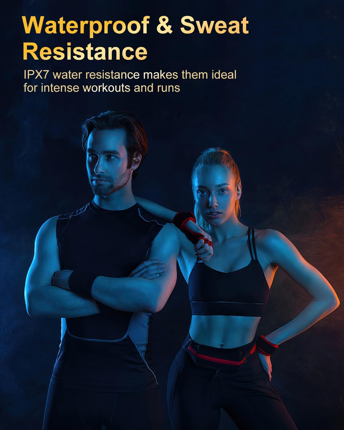 Jesebang Wireless Earbuds, Bluetooth 5.3 Headphones, 2024 Wireless Earphones HiFi Stereo Sound with ENC Mic, Sport Headsets in Ear EarHooks for Running, 40H Dual LED Display, IP7, Black - Image 5