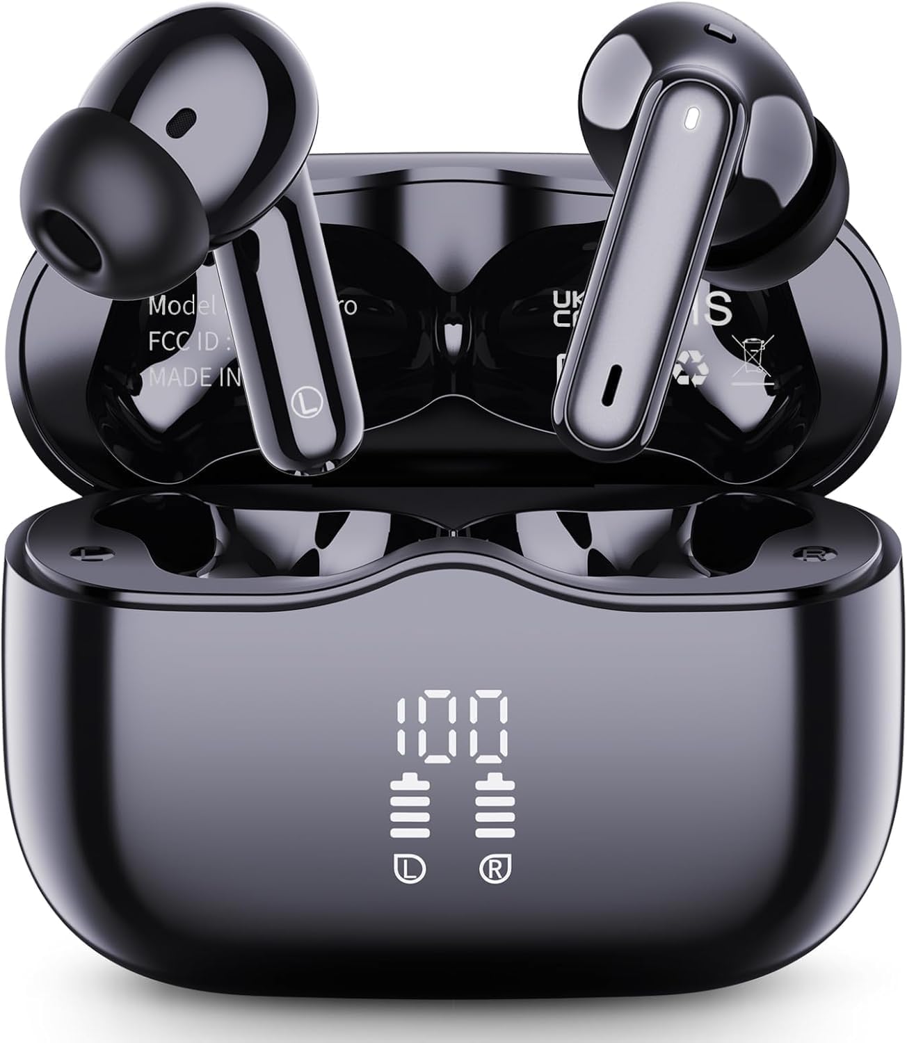 Wireless Earbuds, Bluetooth 5.4 Headphones in Ear with HiFi Stereo, 2026 Bluetooth Earphones with 40H Playtime, 4 ENC Noise Cancelling Mic, IP7 Waterproof Bluetooth Earbuds, Light for Android iOS