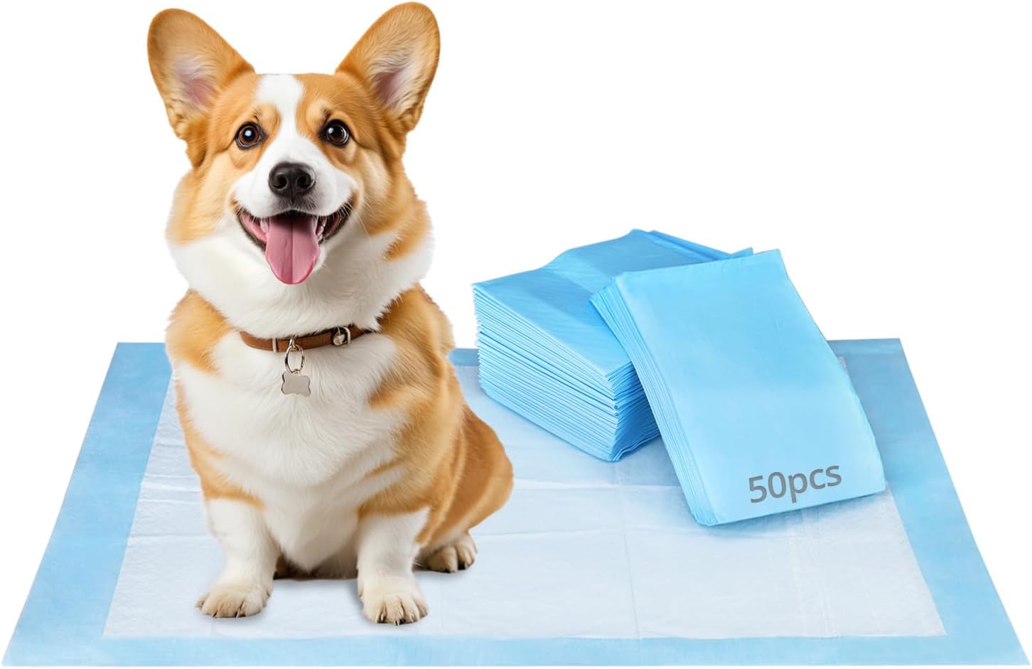 QWORK® 50 Pieces Puppy Training Pads, 55x85cm 6-Layers Highly Absorbent Dog Pee Pads, for Puppies, Small Pets