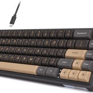 RK ROYAL KLUDGE R65 Wired Gaming Keyboard with Knob, 60% Percent QMK/VIA US Layout RGB Backlit Gasket Mount Mechanical Keyboard with PBT Keycaps, MDA Profile, 66 Keys Hot Swappable Cream Switch, Black