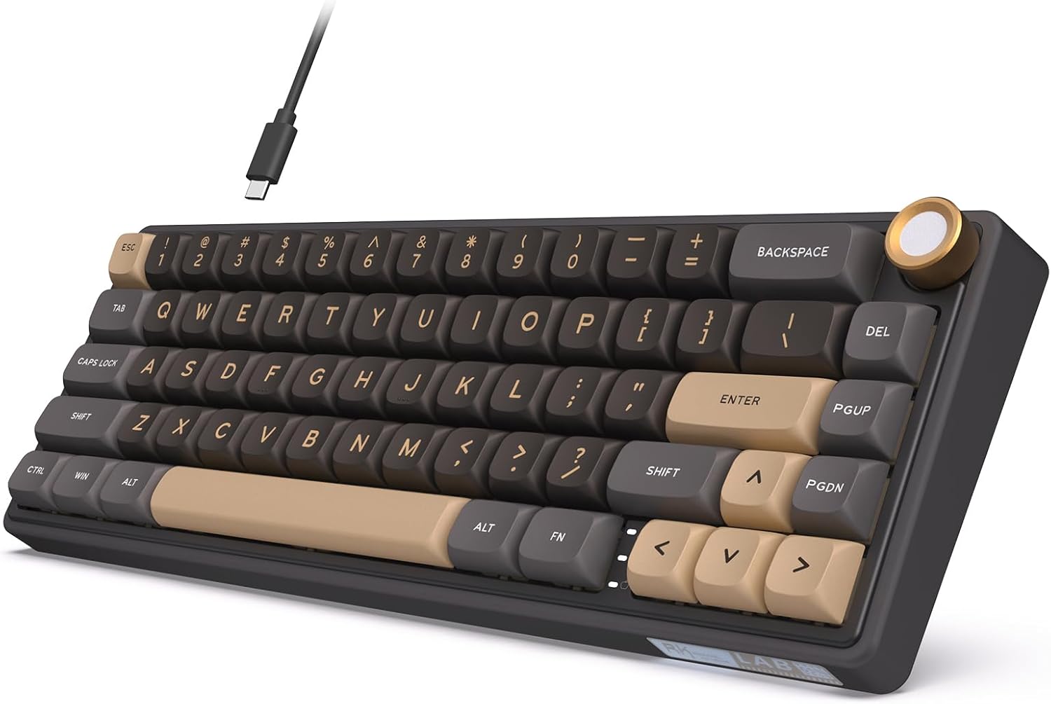 RK ROYAL KLUDGE R65 Wired Gaming Keyboard with Knob, 60% Percent QMK/VIA US Layout RGB Backlit Gasket Mount Mechanical Keyboard with PBT Keycaps, MDA Profile, 66 Keys Hot Swappable Cream Switch, Black