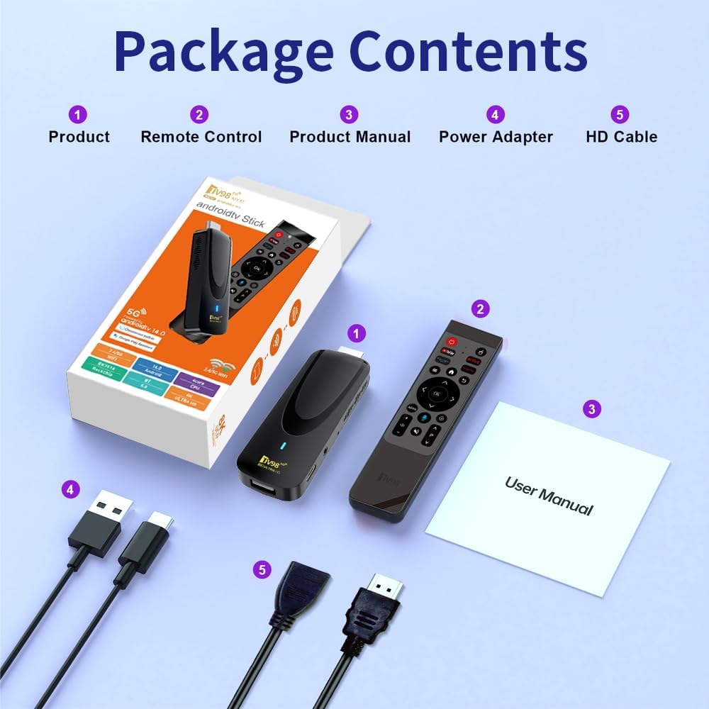 Smart TV STICK,2026 Android 14 TV Stick 8K Streaming Player, 2GB RAM 16GB ROM, HDR, Dual-Band WiFi (2.4G/5GHz), Media Player,Ultra HD Media Hub - Image 7