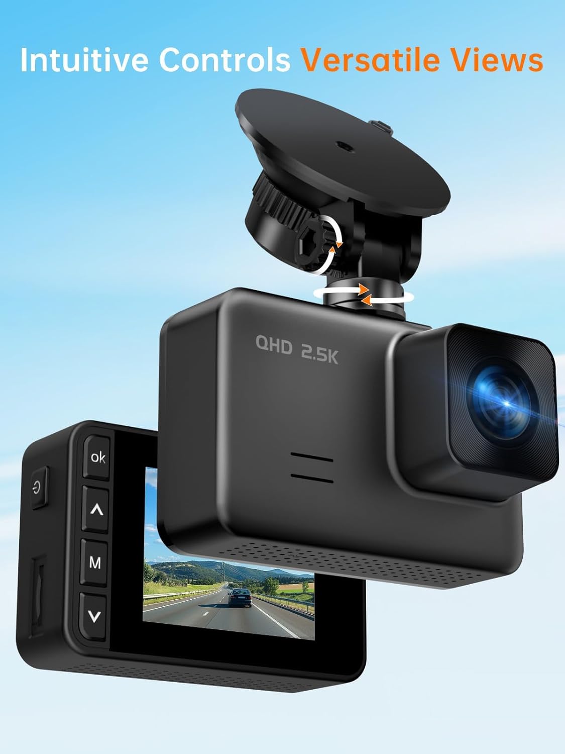 Dash Cam Front and Rear, 2’’ IPS Display Mini Car Camera, 2.5K+1080P Full HD Dashcams for Cars with G-Sensor, 170°Wide Angle, 24H Parking Mode, Loop Recording, Night Vision, 32GB Card Included - Image 6