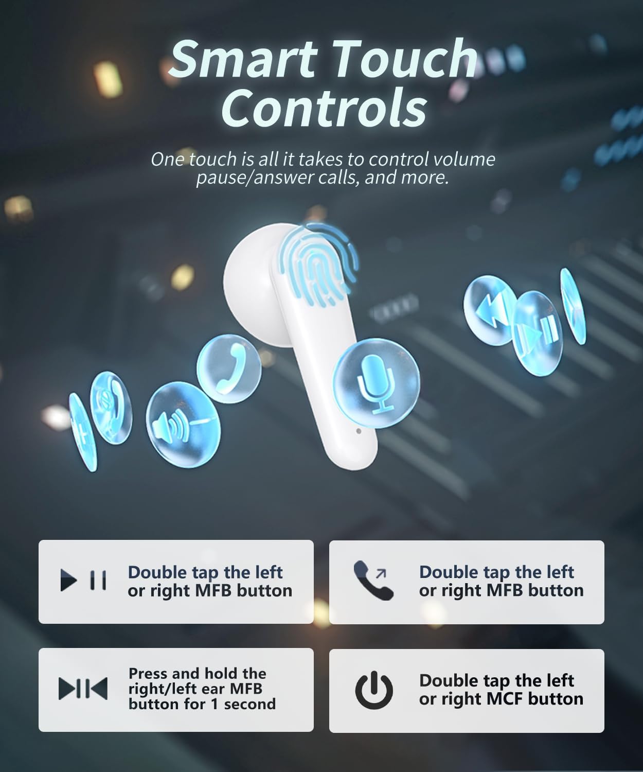 Wireless Earbuds 2025 Sport Bluetooth Headphones Stereo Earphones with ENC Mic Wireless Earphones In Ear Earbuds with Dual LED Display, 48H Playtime, Running Headphones IP7 Waterproof, Ceramic White - Image 5