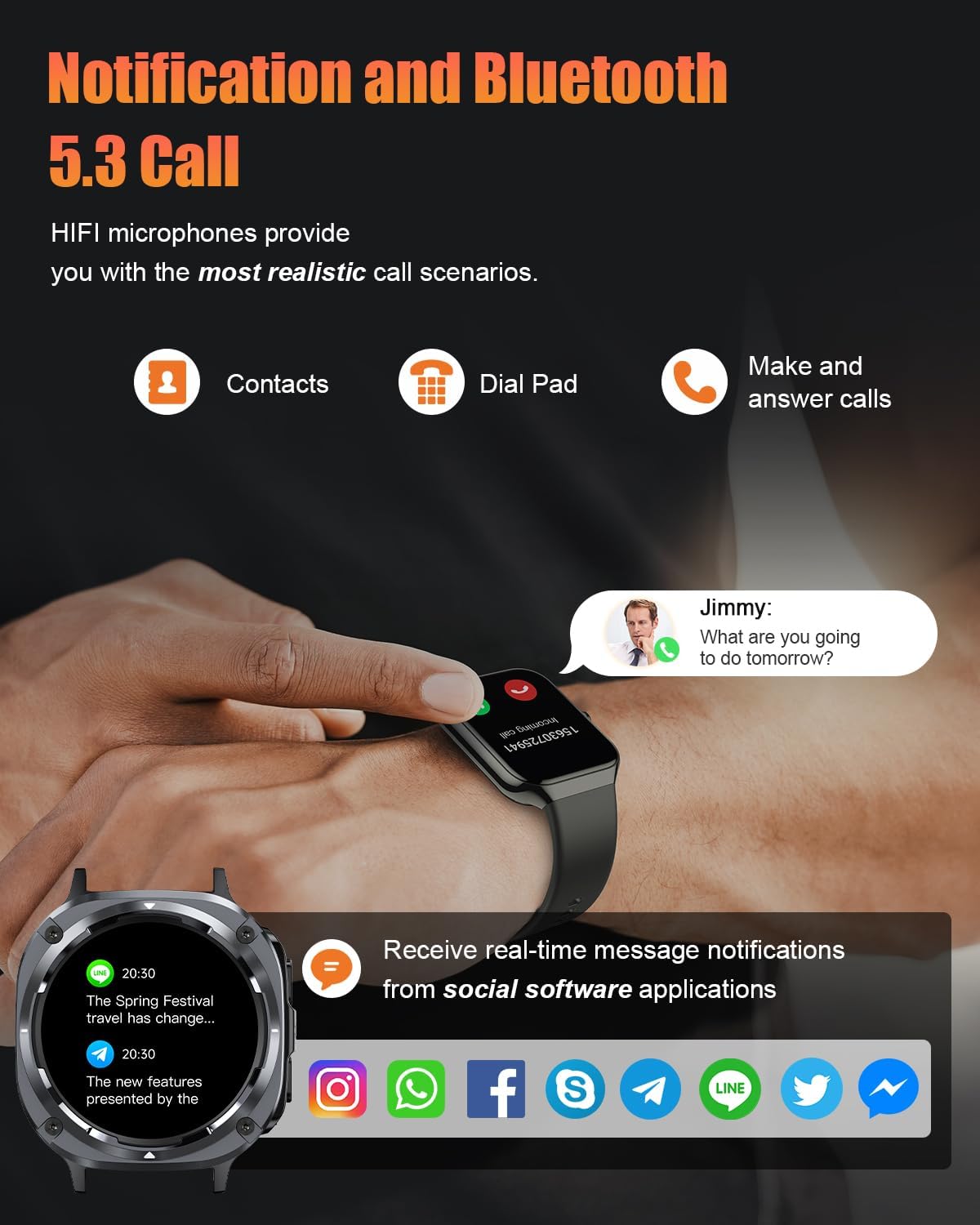 TIMU Military Smart Watch for Men Answer/Make Calls, 1.39" HD Fitness Tracker with Heart Rate/Sleep Monitor/Pedometer, 114+ Sports Mode Activity Trackers, IP68 Waterproof, Valentine's Gifts for Him - Image 4