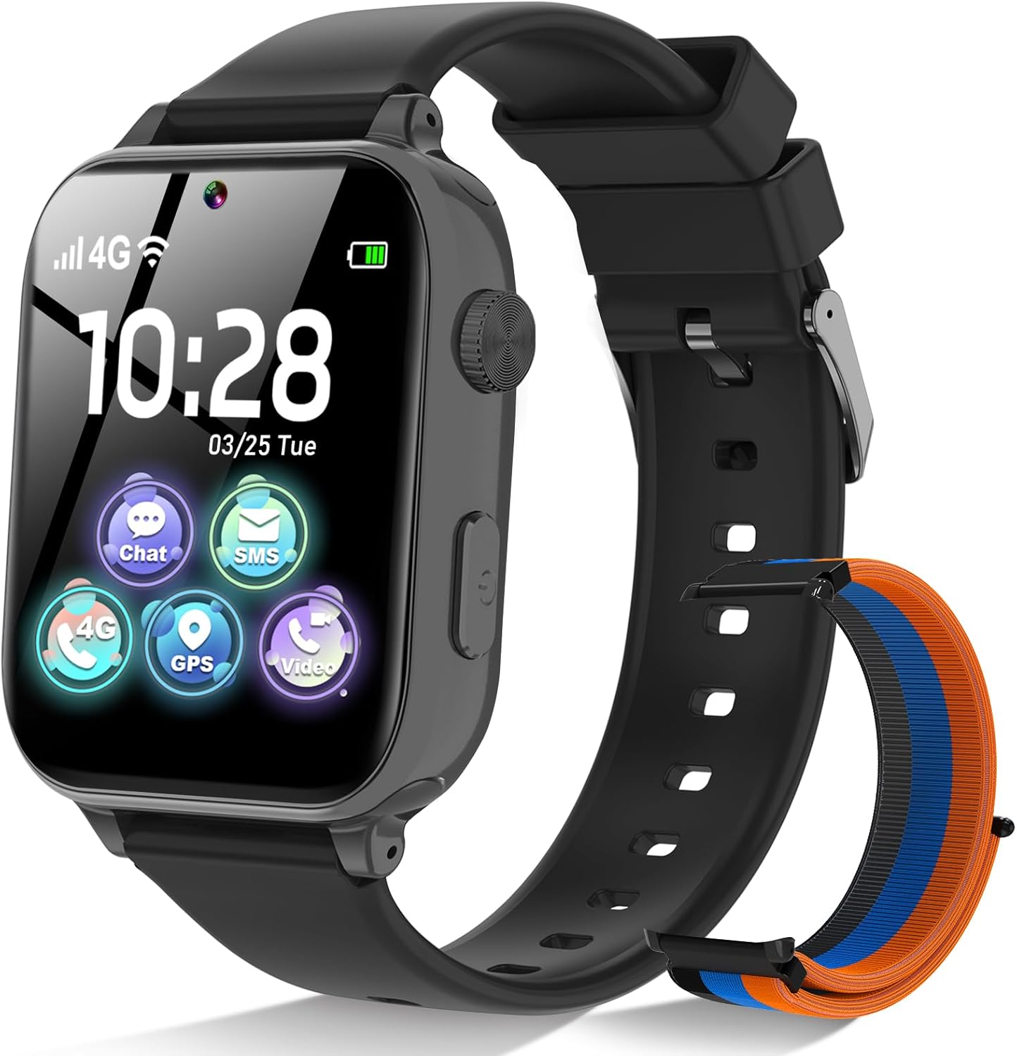 4G Kids Smart Watch Boys Girls, Kid GPS Tracker Watch Phone Video Call Wifi Position School Mode Pedometer SOS Games,Birthday Toy Gifts for 6-15 Years Old,Black