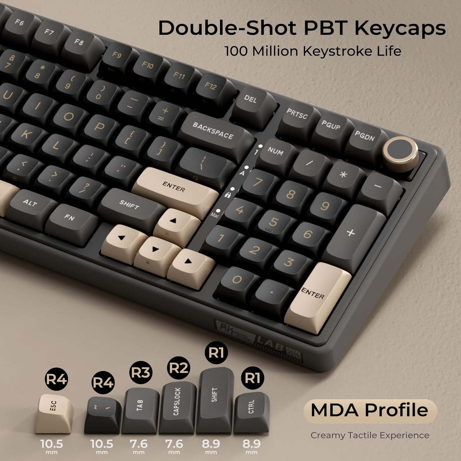RK ROYAL KLUDGE R98 Pro Mechanical Keyboard, 96% Wired Gaming Keyboard RGB Backlit with Number Pad and Volume Knob, Gasket Mount, MDA Profile US Layout PBT Keycaps, Hot Swap Pre-lubed Linear Switch - Image 4