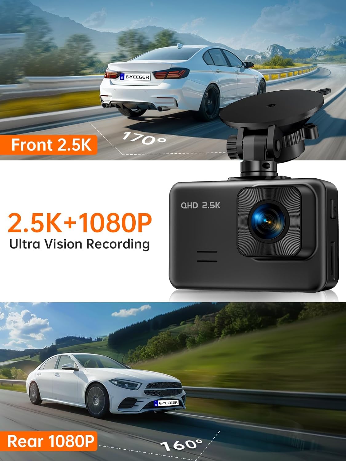 Dash Cam Front and Rear, 2’’ IPS Display Mini Car Camera, 2.5K+1080P Full HD Dashcams for Cars with G-Sensor, 170°Wide Angle, 24H Parking Mode, Loop Recording, Night Vision, 32GB Card Included - Image 5