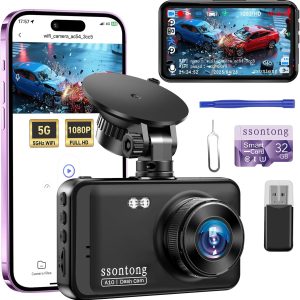 Car Dash Cam, WiFi/APP Control Dash Cam 1080P Dashcam 3″ IPS Dash Camera with 32GB Card Car Camera with Night Vision, 170°Wide Angle Dash-cam Loop Recording G-sensor Motion Detection Parking Mode