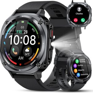 TIMU Military Smart Watch for Men Answer/Make Calls, 1.39″ HD Fitness Tracker with Heart Rate/Sleep Monitor/Pedometer, 114+ Sports Mode Activity Trackers, IP68 Waterproof, Valentine’s Gifts for Him