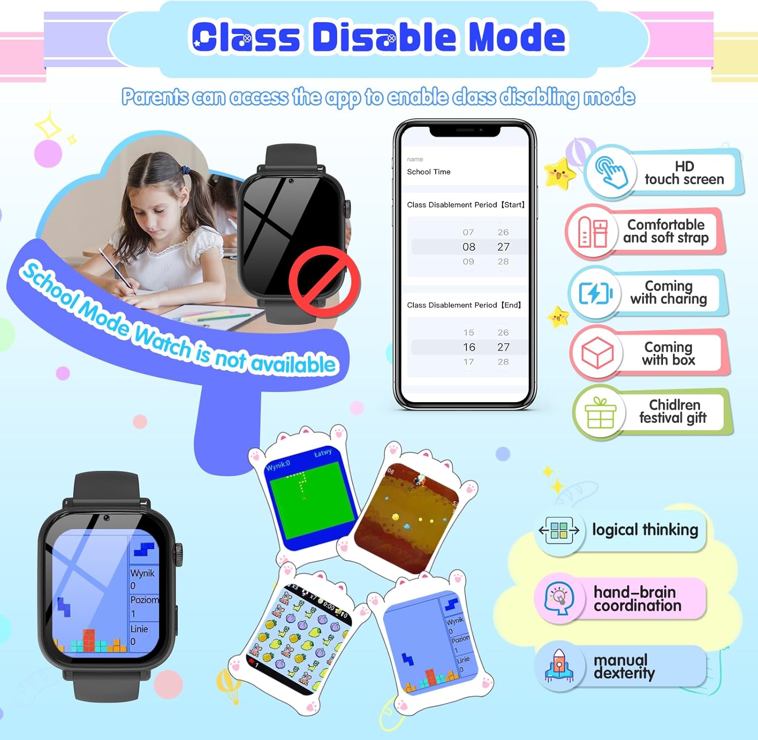 4G Kids Smart Watch Boys Girls, Kid GPS Tracker Watch Phone Video Call Wifi Position School Mode Pedometer SOS Games,Birthday Toy Gifts for 6-15 Years Old,Black - Image 6