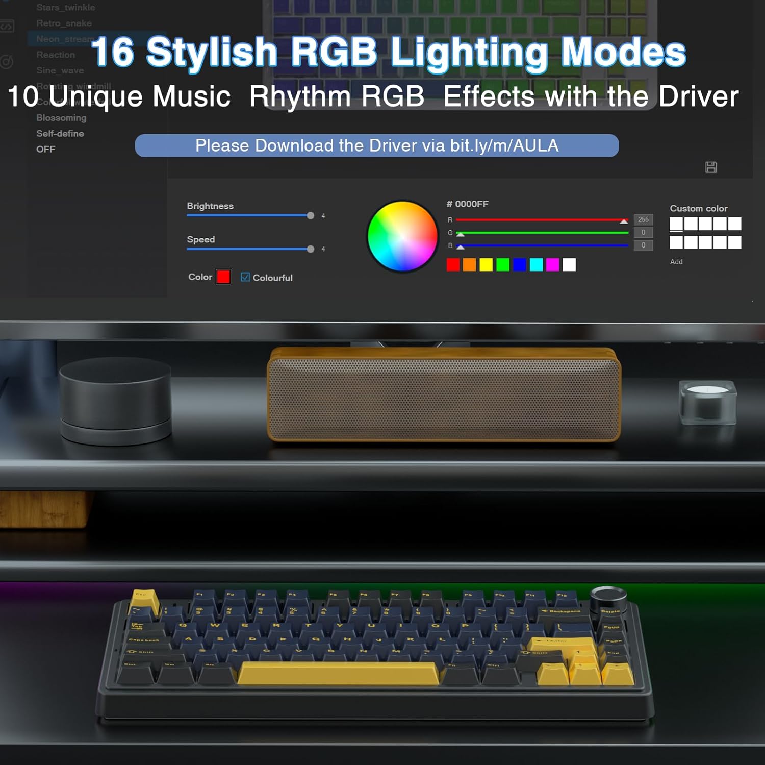 AULA F75 75% Wireless Mechanical Keyboard,2.4Ghz/Type-C/BT5.0 Gaming Keyboards,Advanced Structure,RGB Backlight,Hot Swappable Custom Keyboard for PC/Mac (Cool Black) - Image 6