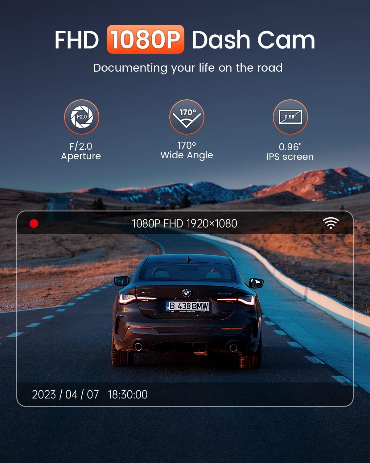 Dash Cam Front, 1080P Mini WiFi DashCam for Cars, Car Camera Dash with 0.96" mini screen Parking Monitor, Super Night Vision, 170° Wide Angle, App Control, G-Sensor, Easy Installation - Image 5