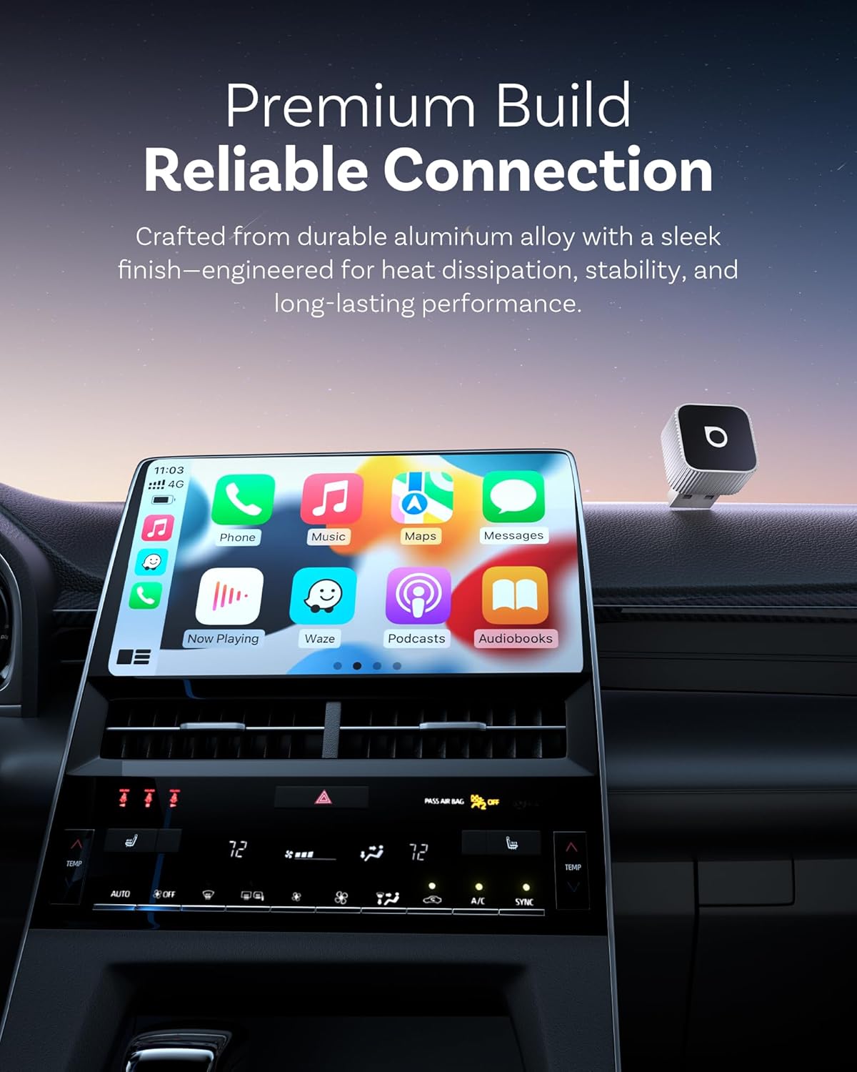 OTTOCAST MINI 3.0 Slim 2026 Upgrade Wireless CarPlay Adapter & Android Auto, 2-in-1 Dongle, Stable Connection, Low Latency, Fast Auto-Connect, MINI Cube Silver - Image 4