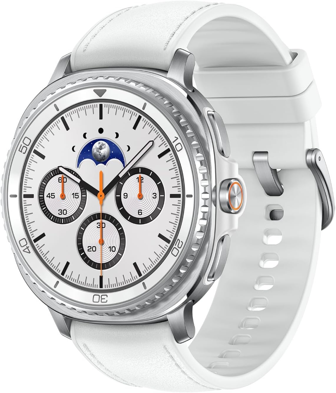 Samsung Galaxy Watch8 Classic 46mm, AI Smart Watch with Cushion Design and Rotating Bezels, with Hybrid Band and Wearable Display, Bluetooth, White, 3 Year Extended Warranty (UK Version)