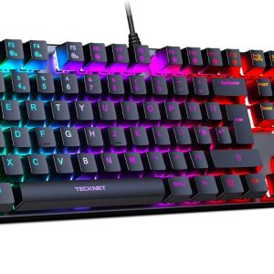 TECKNET Mechanical Gaming Keyboard – Red Switches Mechanical Keyboard with 109 Keys, 24 LED Lighting Modes, Fully Programmable Keys & Anti-Ghosting for Gaming, PC, Windows, Gamer, Office, UK Layout