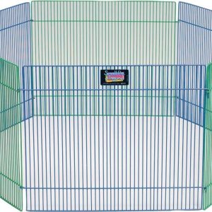 Small Animal Pet Playpen/Exercise Pen, Blue and Green,1 Count (Pack of 1), Small Animal Playpen