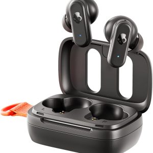 Skullcandy Dime 3 Wireless Earbuds, Bluetooth Headphones, Noise Isolating Fit, Up to 20 Hours Battery, Microphone for iPhone Android, Easy Carry with Integrated Lanyard – True Black
