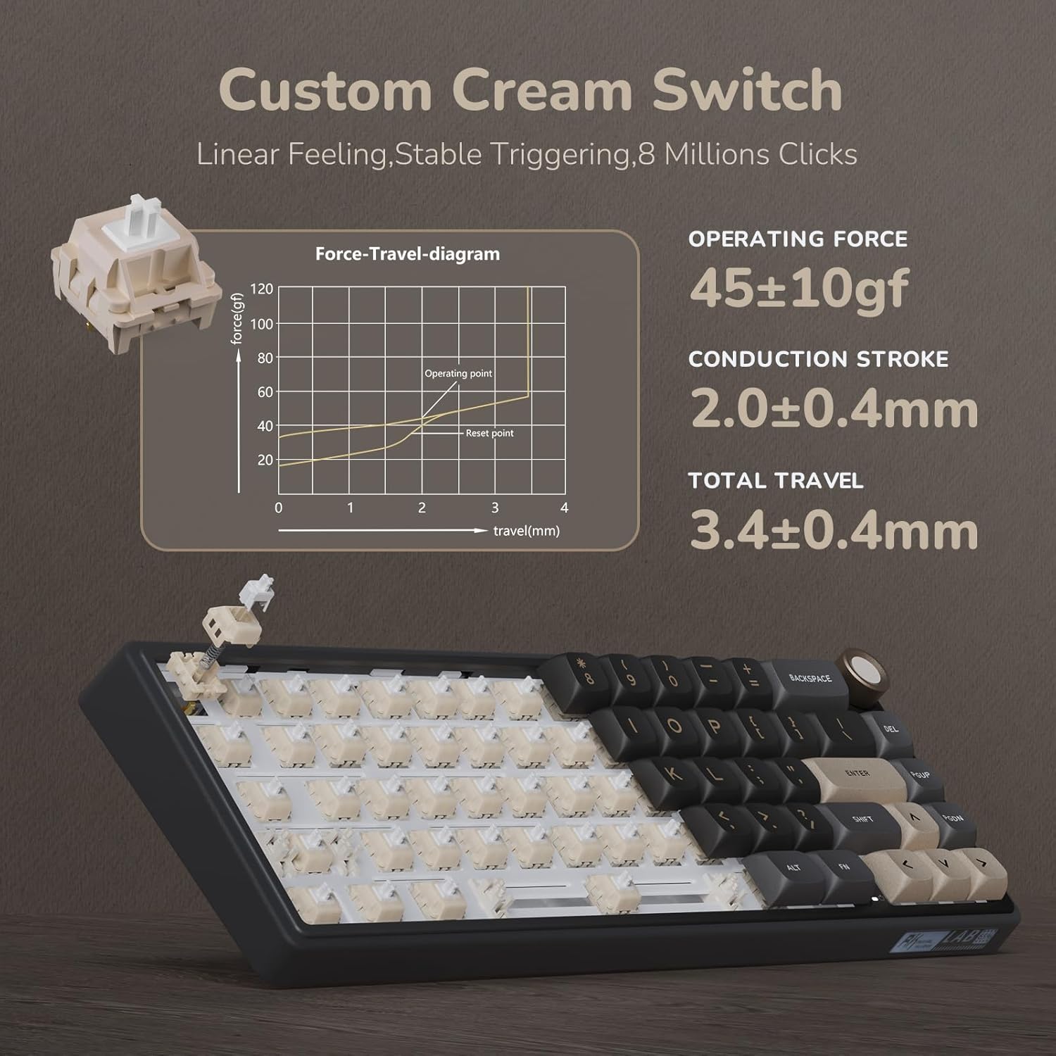 RK ROYAL KLUDGE R65 Wired Gaming Keyboard with Knob, 60% Percent QMK/VIA US Layout RGB Backlit Gasket Mount Mechanical Keyboard with PBT Keycaps, MDA Profile, 66 Keys Hot Swappable Cream Switch, Black - Image 7
