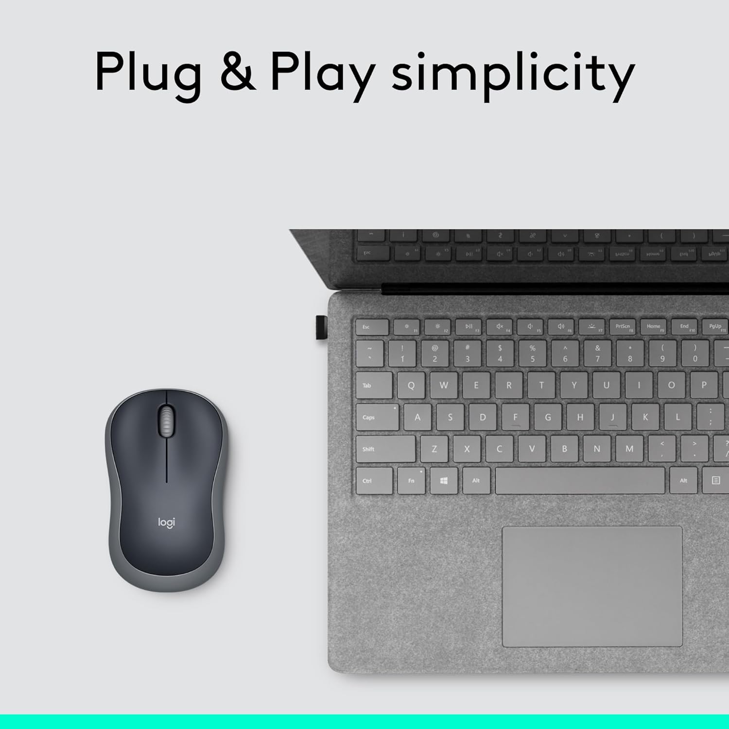 Logitech M185 Wireless Mouse, 2.4GHz with USB Mini Receiver, 12-Month Battery Life, 1000 DPI Optical Tracking, Ambidextrous, Compatible with PC, Mac, Laptop - Grey - Image 8