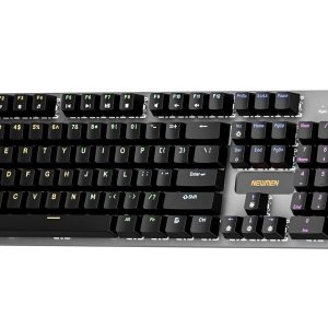 NEWMEN GM325Pro Mechanical Keyboard,104 Keys Rainbow LED Backlit Wired Gaming Keyboards,Metal Panel ABS QWERTY Layout Gaming Mechanical Keyboard for Windows Laptop PC Linear Red Switches