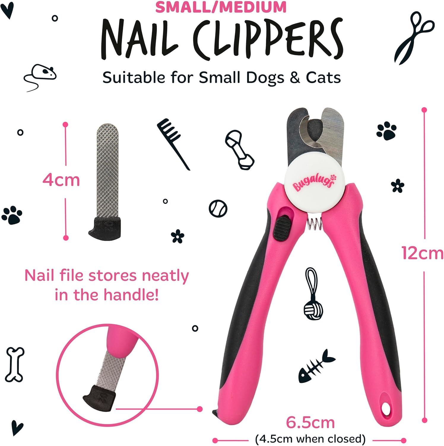BUGALUGS Dog nails clippers & Cat Nail Clippers - Nail Trimmer with Safety Guard & Dog Nail File. Suitable for Pets, Dogs, Puppy, Cats, Kitten Nails & Claws. Pet Grooming Supplies (Small to Medium) - Image 5