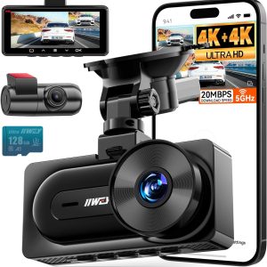 IIWEY 4K+4K Dash Cam Front and Rear, Dual STARVIS Sensor, 5G WiFi-6 (up to 20MB/s) with App, 128G SD Card Included, GPS, Dash Camera for Cars with 24/7 Parking Mode, 3.18 Inch IPS, 170° Wide Angle