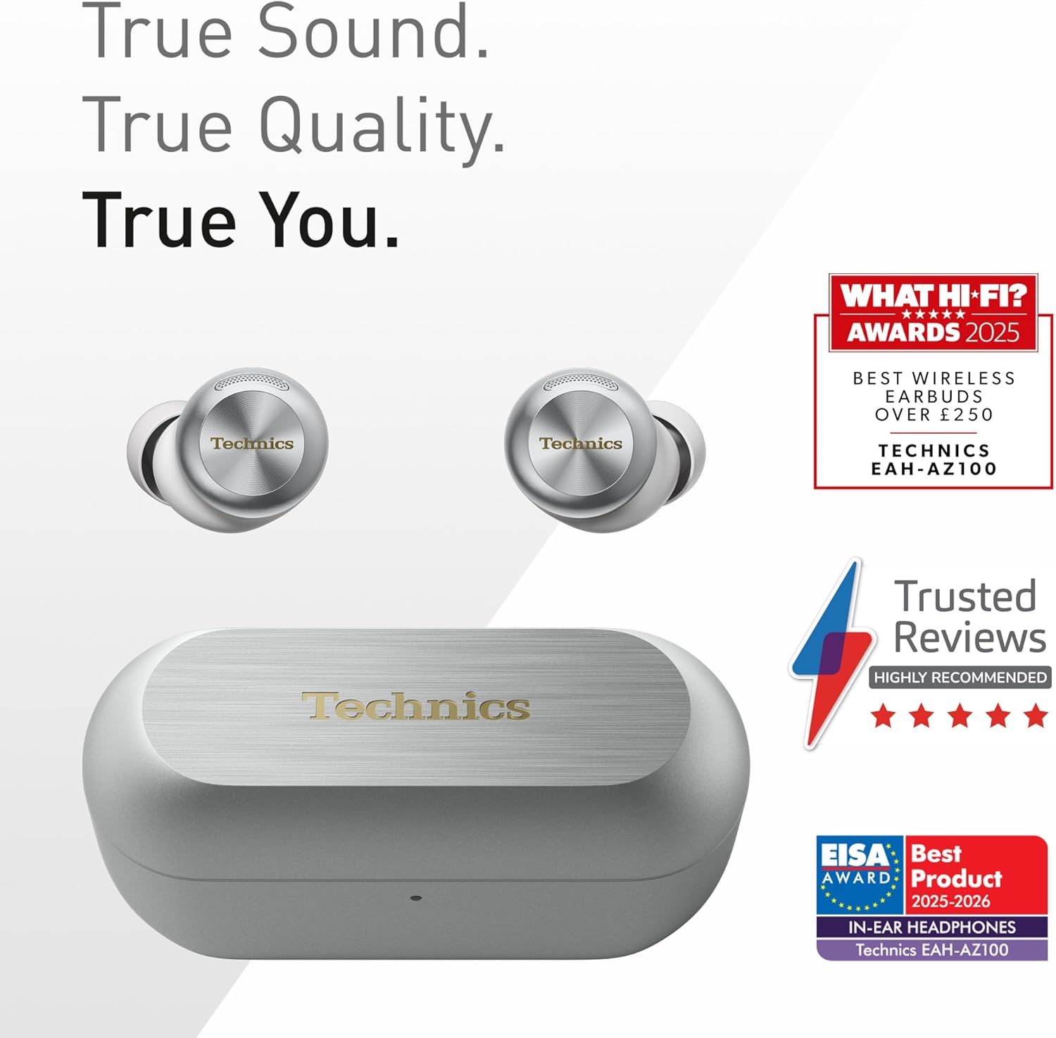Technics EAH-AZ100E-S Wireless Earbuds with Noise Cancelling, Multipoint Bluetooth, Voice Focus AI, Comfortable In-Ear Headphones, Silver - Image 2