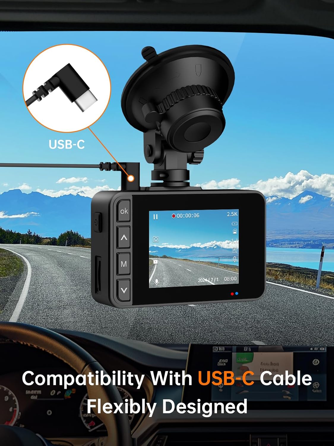 Dash Cam Front and Rear, 2’’ IPS Display Mini Car Camera, 2.5K+1080P Full HD Dashcams for Cars with G-Sensor, 170°Wide Angle, 24H Parking Mode, Loop Recording, Night Vision, 32GB Card Included - Image 7