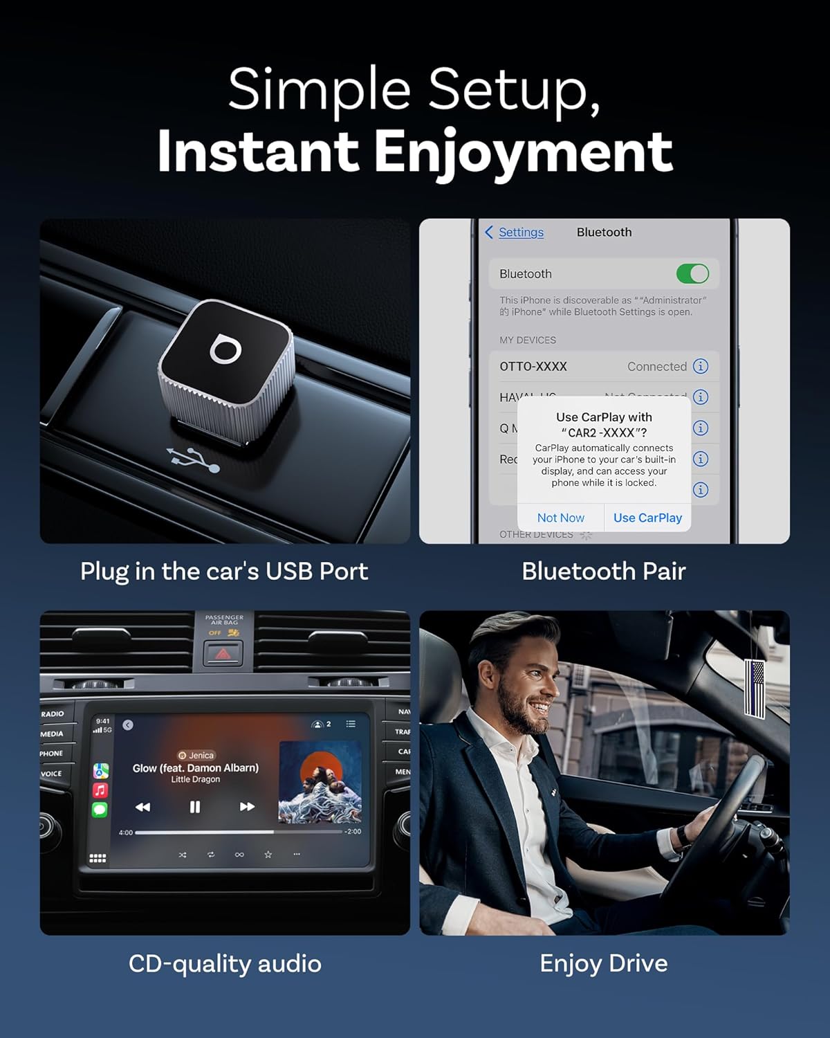 OTTOCAST MINI 3.0 Slim 2026 Upgrade Wireless CarPlay Adapter & Android Auto, 2-in-1 Dongle, Stable Connection, Low Latency, Fast Auto-Connect, MINI Cube Silver - Image 7