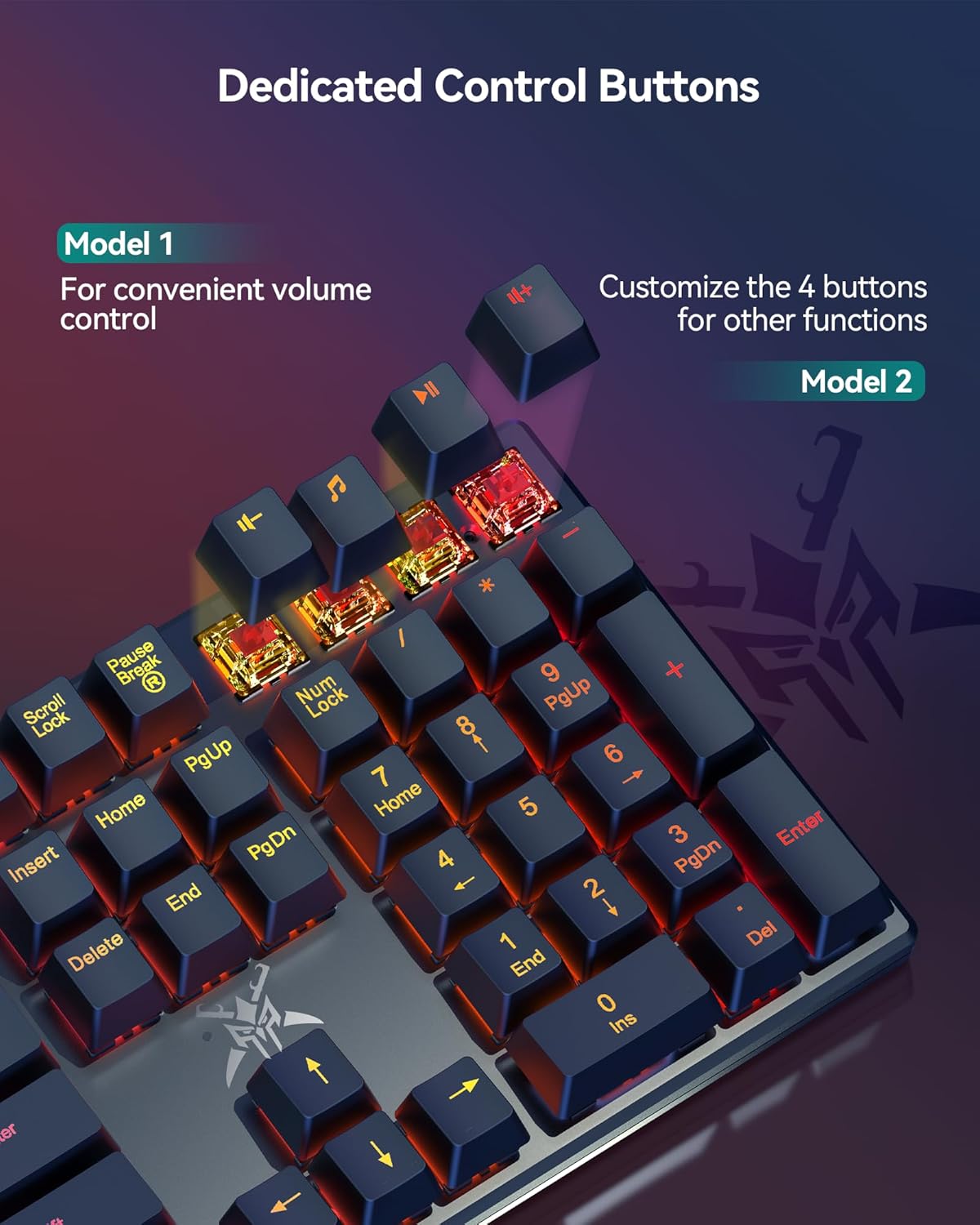 TECKNET Mechanical Gaming Keyboard - Red Switches Mechanical Keyboard with 109 Keys, 24 LED Lighting Modes, Fully Programmable Keys & Anti-Ghosting for Gaming, PC, Windows, Gamer, Office, UK Layout - Image 5