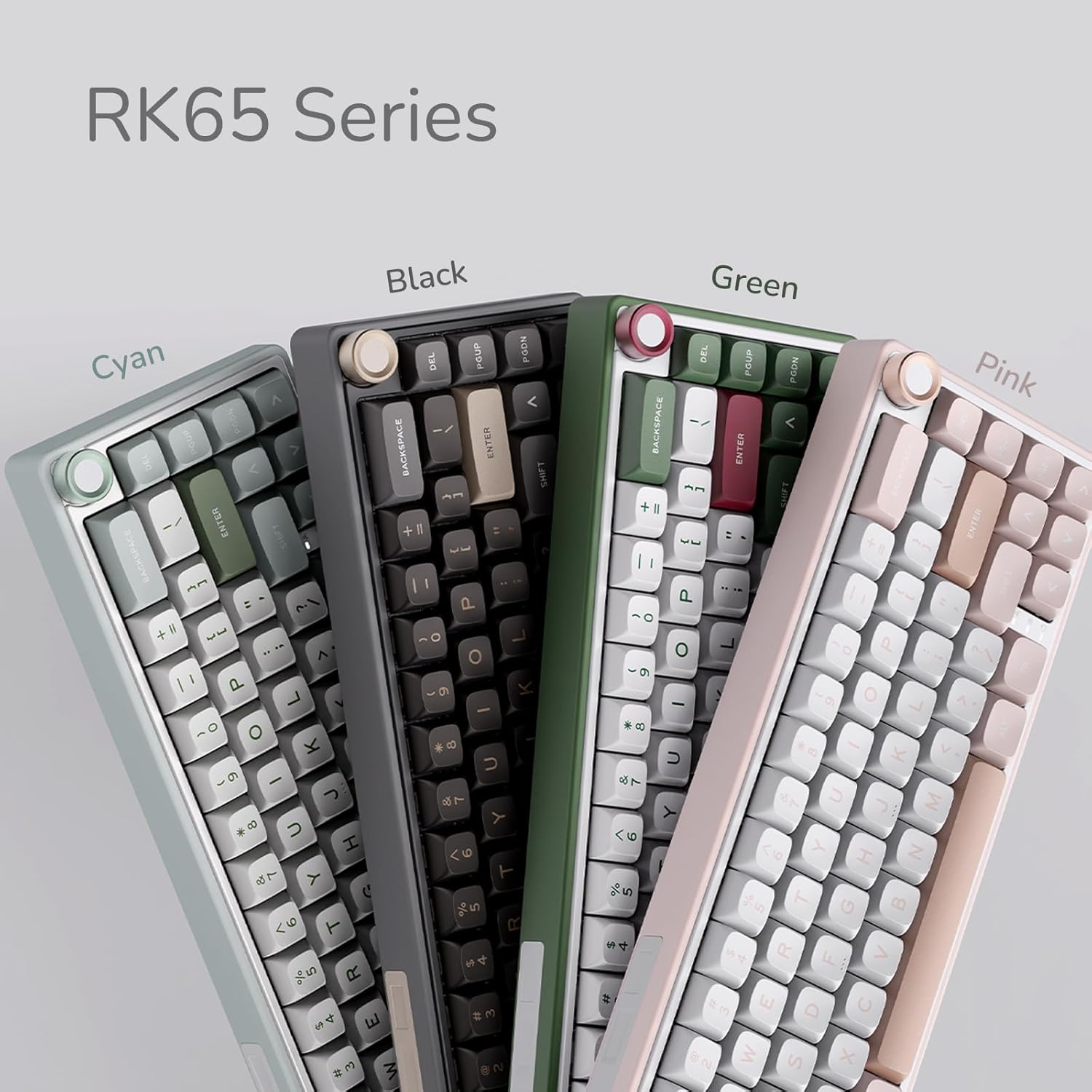 RK ROYAL KLUDGE R65 Wired Gaming Keyboard with Knob, 60% Percent QMK/VIA US Layout RGB Backlit Gasket Mount Mechanical Keyboard with PBT Keycaps, MDA Profile, 66 Keys Hot Swappable Cream Switch, Black - Image 9