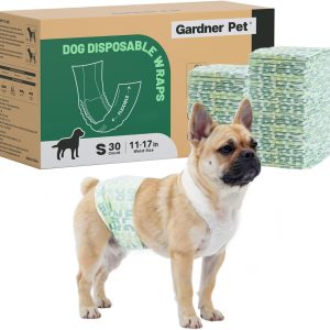 Gardner Pet Male Dog Nappies Wraps with Wetness Indicator, 50 Count, Super Absorbent Disposable Dog Nappies Male, 6 Layers of Leak-proof, Suitable for Puppy Training, Incontinence, Small