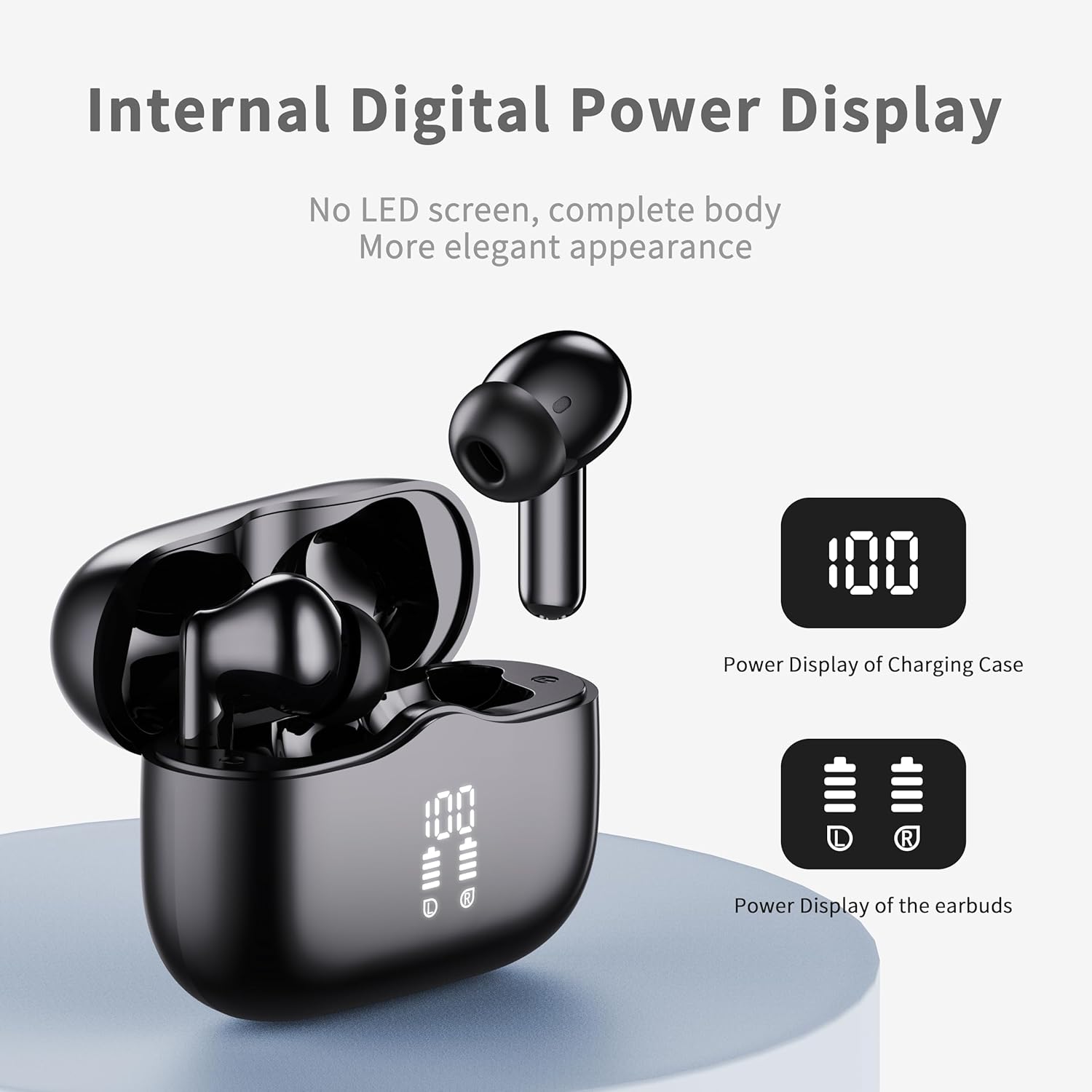 Wireless Earbuds, Bluetooth 5.4 Headphones in Ear with HiFi Stereo, 2026 Bluetooth Earphones with 40H Playtime, 4 ENC Noise Cancelling Mic, IP7 Waterproof Bluetooth Earbuds, Light for Android iOS - Image 5