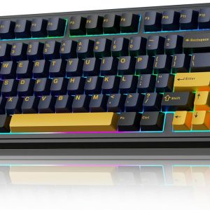 AULA F75 75% Wireless Mechanical Keyboard,2.4Ghz/Type-C/BT5.0 Gaming Keyboards,Advanced Structure,RGB Backlight,Hot Swappable Custom Keyboard for PC/Mac (Cool Black)