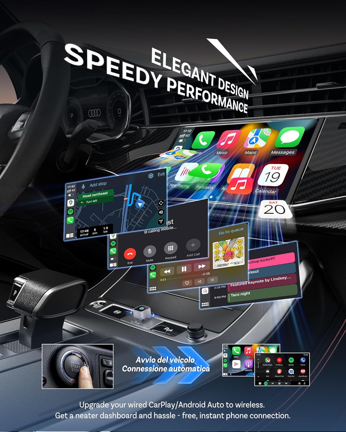 OTTOCAST MINI 3.0 Slim 2026 Upgrade Wireless CarPlay Adapter & Android Auto, 2-in-1 Dongle, Stable Connection, Low Latency, Fast Auto-Connect, MINI Cube Silver - Image 2