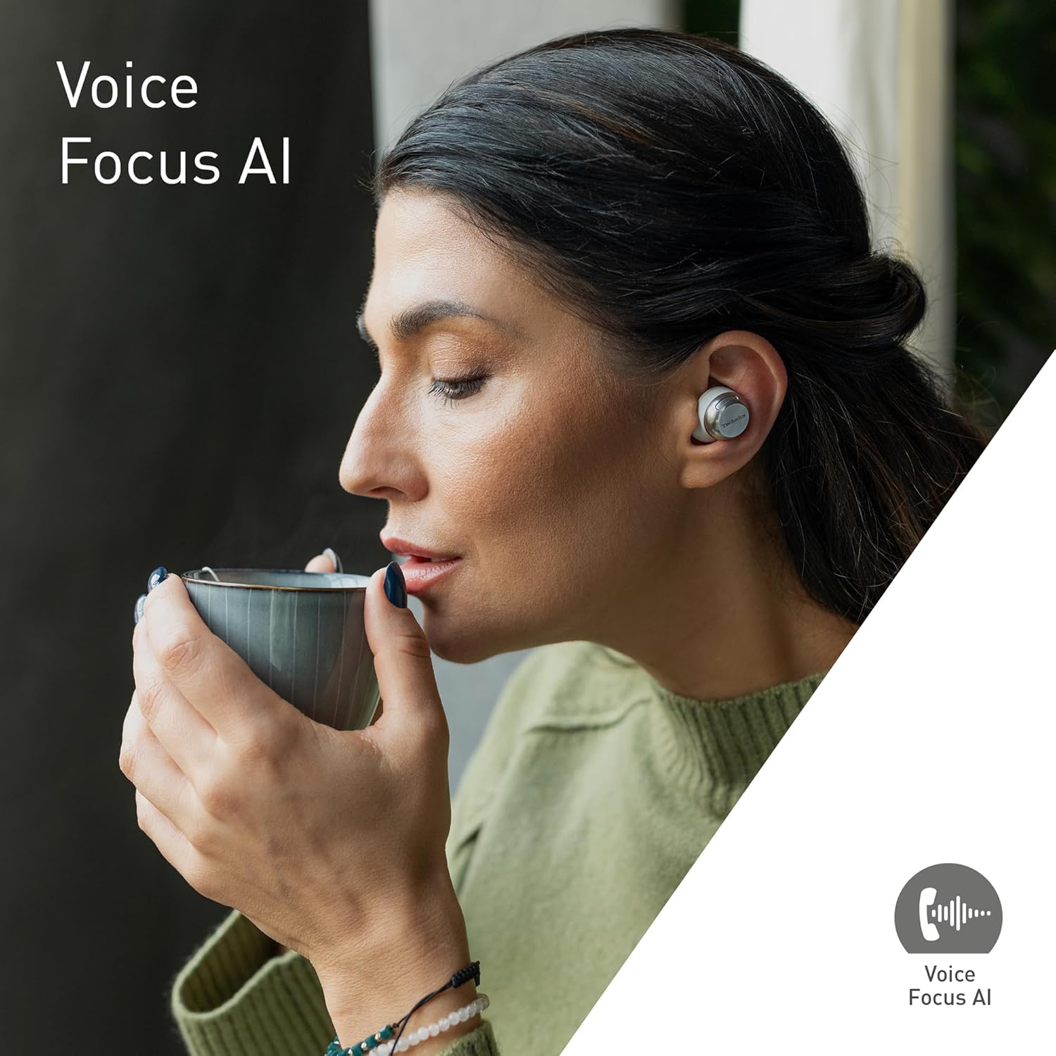 Technics EAH-AZ100E-S Wireless Earbuds with Noise Cancelling, Multipoint Bluetooth, Voice Focus AI, Comfortable In-Ear Headphones, Silver - Image 5