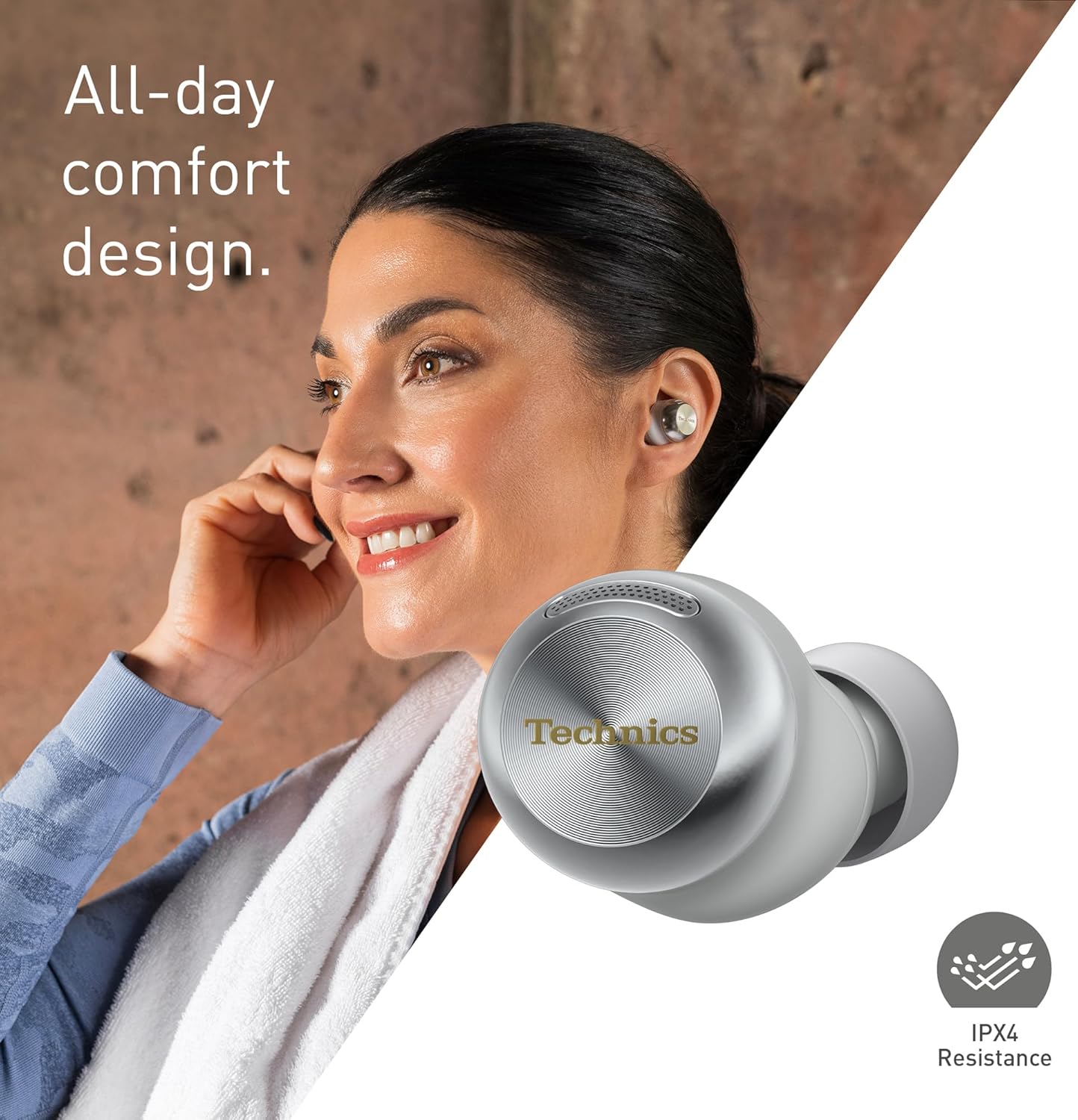 Technics EAH-AZ100E-S Wireless Earbuds with Noise Cancelling, Multipoint Bluetooth, Voice Focus AI, Comfortable In-Ear Headphones, Silver - Image 9