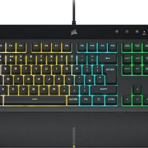 CORSAIR K55 RGB PRO Membrane Wired Gaming Keyboard – IP42 Dust and Spill-Resistant – 6 Macro Keys with Elgato Integration – iCUE Compatible – QWERTY UK – PC, Mac, Xbox – Black