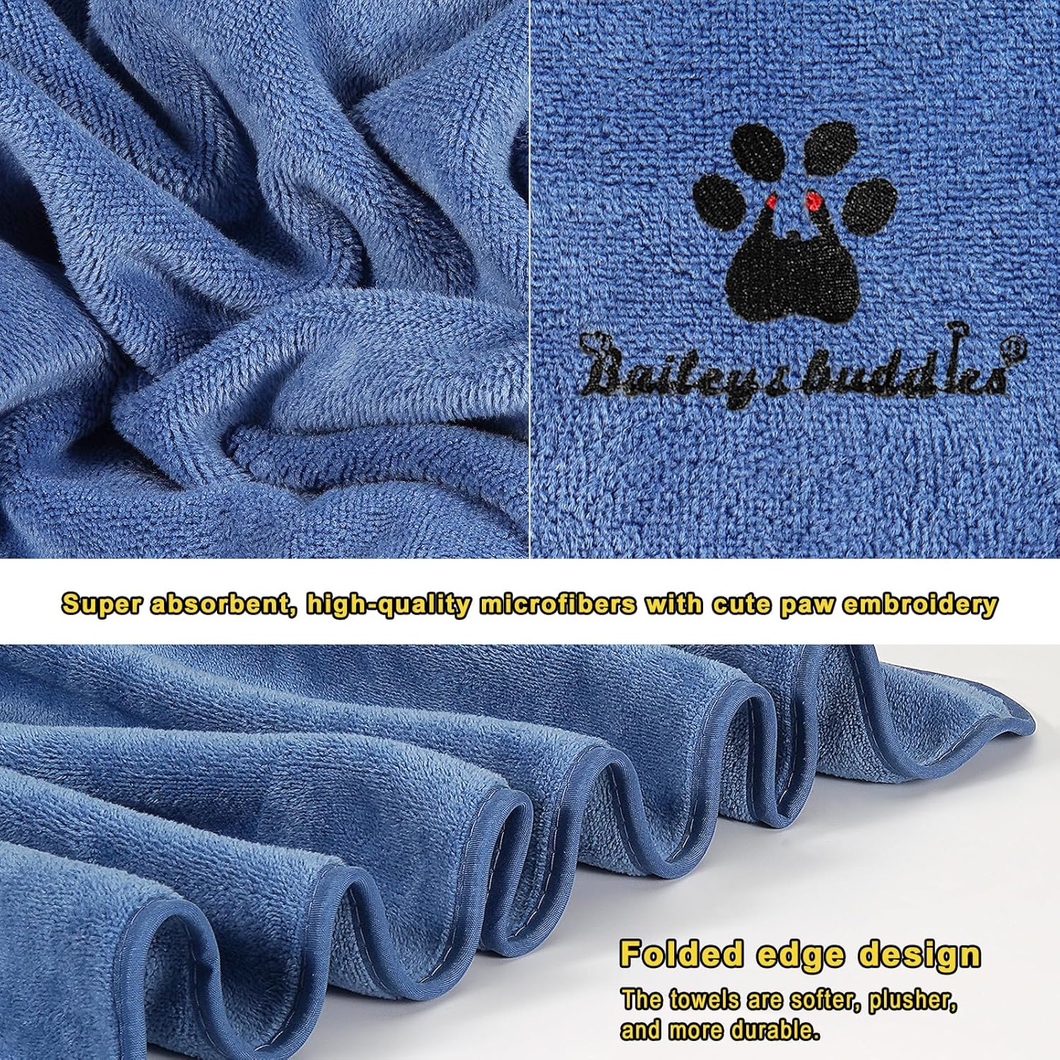 Bailey & buddies Dog Towels – Super Absorbent Microfibre Pet Towel Set (2 Pack, Green & Blue) | Quick Dry, Soft & Durable, 100×50cm for Dogs, Cats & Other Pets - Image 7